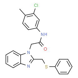 N-(3-CHLORO-4-METHYLPHENYL)-2-(2-[(PHENYLSULFANYL)METHYL]-1H-1,3-BENZIMIDAZOL-1-YL)ACETAMIDE结构式