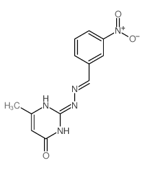6-methyl-2-[(2Z)-2-[(3-nitrophenyl)methylidene]hydrazinyl]-1H-pyrimidin-4-one结构式