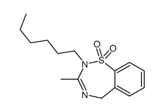 2-hexyl-3-methyl-5H-1λ6,2,4-benzothiadiazepine 1,1-dioxide结构式
