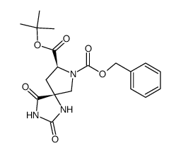 (5R,8S)-2,4-dioxo-1,3,7-triazaspiro[4.4]nonane-7,8-dicarboxylic acid 7-benzyl ester 8-tert-butyl ester Structure