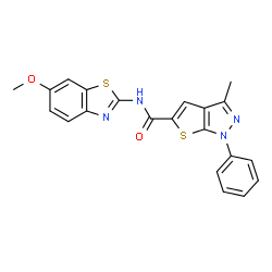 1H-Thieno[2,3-c]pyrazole-5-carboxamide,N-(6-methoxy-2-benzothiazolyl)-3-methyl-1-phenyl-(9CI)结构式