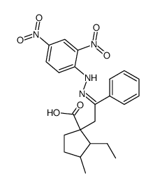 1-{2-[(2,4-Dinitro-phenyl)-hydrazono]-2-phenyl-ethyl}-2-ethyl-3-methyl-cyclopentanecarboxylic acid Structure
