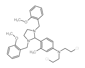 2-[4-[Bis(2-chloroethyl)amino]-o-tolyl]-1, 3-bis(o-methoxybenzyl)imidazolidine结构式