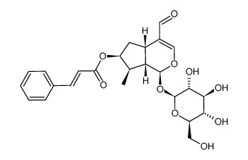 (E)-3-Phenylpropenoic acid (1S)-4-formyl-1α-(β-D-glucopyranosyloxy)-1,4aα,5,6,7,7aα-hexahydro-7α-methylcyclopenta[c]pyran-6α-yl ester结构式