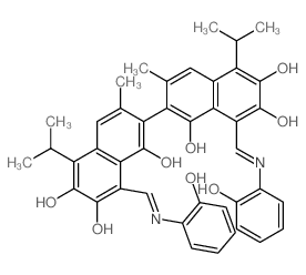 8,8-bis{(E)-[(2-hydroxyphenyl)imino]methyl}-5,5-diisopropyl-3,3-dimethyl-2,2-binaphthalene-1,1,6,6,7,7-hexol Structure