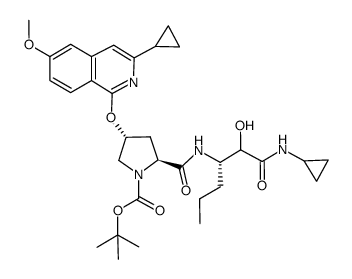 1-N-BOC-4-(3-cyclopropyl-6-methoxyisoquinolin-1-yloxy)pyrrolidine-2-carboxylic acid结构式