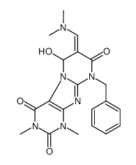 Pyrimido[2,1-f]purine-2,4,8(1H,3H,9H)-trione,7-[(dimethylamino)methylene]-6,7-dihydro-6-hydroxy-1,3-dimethyl-9-(phenylmethyl)- (9CI) Structure