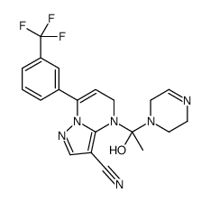 4-[1-(3,5-dihydro-2H-pyrazin-4-yl)-1-hydroxyethyl]-7-[3-(trifluoromethyl)phenyl]-5H-pyrazolo[1,5-a]pyrimidine-3-carbonitrile结构式