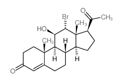 Pregn-4-ene-3,20-dione,12-bromo-11-hydroxy-, (11b,12a)- (9CI)结构式