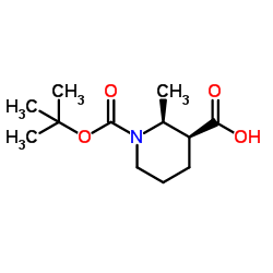 (2S,3S)-1-(tert-butoxycarbonyl)-2-Methylpiperidine-3-carboxylic acid结构式