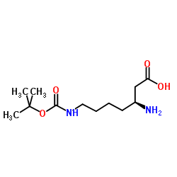 (3S)-3-Amino-7-({[(2-methyl-2-propanyl)oxy]carbonyl}amino)heptanoic acid结构式