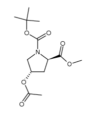 N-(tert-butoxycarbonyl)-trans-4-acetoxy-D-proline methyl ester结构式