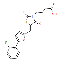 4-{5-[5-(2-Fluoro-phenyl)-furan-2-ylmethylene]-4-oxo-2-thioxo-thiazolidin-3-yl}-butyric acid结构式