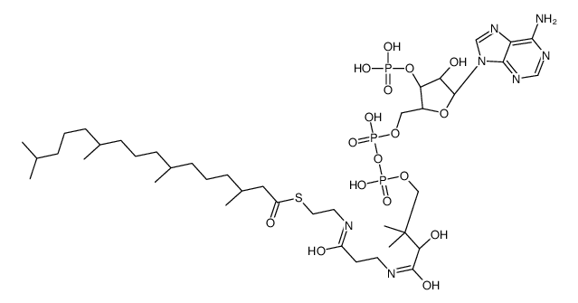 S-[2-[3-[[(2R)-4-[[[(2R,3S,4R,5R)-5-(6-aminopurin-9-yl)-4-hydroxy-3-phosphonooxyoxolan-2-yl]methoxy-hydroxyphosphoryl]oxy-hydroxyphosphoryl]oxy-2-hydroxy-3,3-dimethylbutanoyl]amino]propanoylamino]ethyl] (3S,7R,11R)-3,7,11,15-tetramethylhexadecanethioate结构式