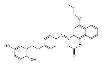 1-Acetoxy-4-propyloxy-2-(4-<2-(2.5-dihydroxy-phenyl)-aethyl>-benzolazo)-naphthalin Structure