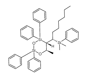 (5S,6R)-5-((S)-1-(dimethyl(phenyl)silyl)heptyl)-6-methyl-2,2,4,4-tetraphenyl-1,3,2,4-dioxadisilinane结构式