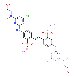 disodium 4,4'-bis[[4-chloro-6-[(2-hydroxyethyl)methylamino]-1,3,5-triazin-2-yl]amino]stilbene-2,2'-disulphonate Structure