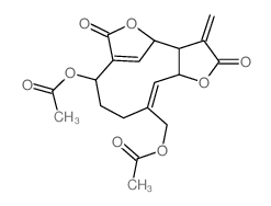 6H-4,7-Methenofuro(3,2-c)oxacycloundecin-2,6(3H)-dione, 8-(acetyloxy)-11-((acetyloxy)methyl)-3a,4,8,9,10,12a-hexahydro-3-methylene- Structure