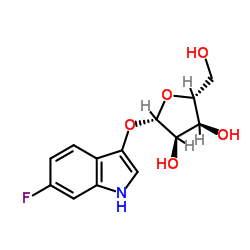 6-Fluoro-1H-indol-3-yl β-D-ribofuranoside结构式