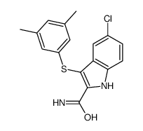 5-chloro-3-(3,5-dimethylphenyl)sulfanyl-1H-indole-2-carboxamide结构式