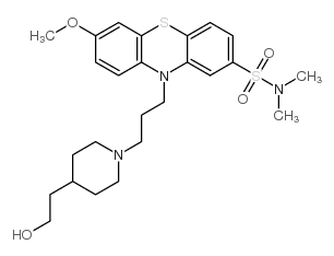 10-[3-[4-(2-hydroxyethyl)piperidino]propyl]-7-methoxy-N,N-dimethyl-10H-phenothiazine-2-sulphonamide结构式