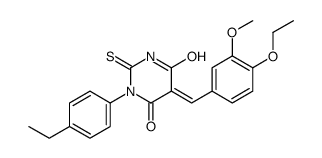 (5E)-5-[(4-ethoxy-3-methoxyphenyl)methylidene]-1-(4-ethylphenyl)-2-sulfanylidene-1,3-diazinane-4,6-dione Structure