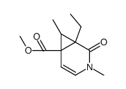 1-ethyl-3,7-dimethyl-2-oxo-3-aza-bicyclo[4.1.0]hept-4-ene-6-carboxylic acid methyl ester结构式