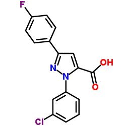 1-(3-Chlorophenyl)-3-(4-fluorophenyl)-1H-pyrazole-5-carboxylic acid structure