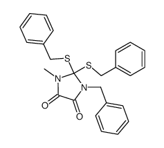 1-benzyl-2,2-bis-benzylsulfanyl-3-methyl-imidazolidine-4,5-dione Structure