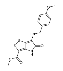 6-(4-methoxy-benzylamino)-5-oxo-4,5-dihydro-[1,2]dithiolo[4,3-b]pyrrole-3-carboxylic acid methyl ester结构式