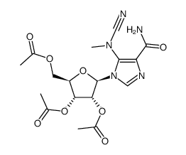 5-(cyanomethylamino)-1-(2,3,5-tri-O-acetyl-β-D-ribofuranosyl)imidazole-4-carboxamide结构式