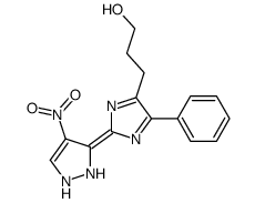 3-[2-(4-nitro-1,2-dihydropyrazol-3-ylidene)-5-phenylimidazol-4-yl]propan-1-ol Structure
