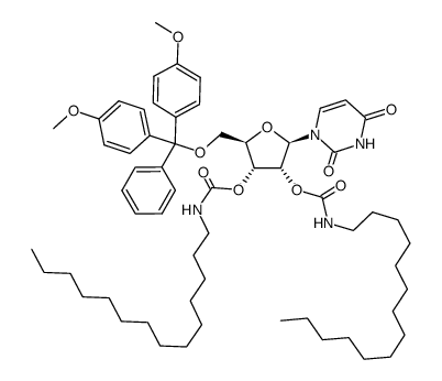 2',3'-di(tetradecylcarbamoyl)-5'-(4,4'-dimethoxytrityl)uridine结构式