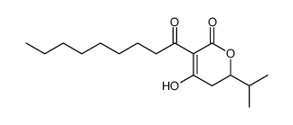 4-Hydroxy-6-isopropyl-3-nonanoyl-5,6-dihydro-pyran-2-one Structure