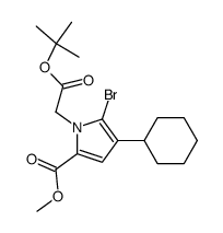 5-bromo-1-tert-butoxycarbonylmethyl-4-cyclohexyl-1H-pyrrole-2-carboxylic acid methyl ester Structure
