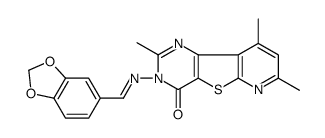 3-[(E)-1,3-benzodioxol-5-ylmethylideneamino]-2,7,9-trimethylpyrido[2,3]thieno[2,4-d]pyrimidin-4-one Structure