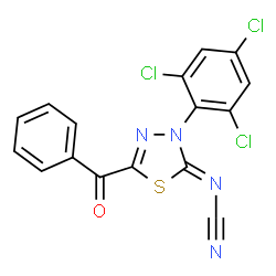 2-Benzoyl-5-cyanimino-4,5-dihydro-4-(2,4,6-trichlorophenyl)-1,3,4-thiadiazole结构式