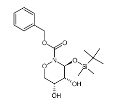 Benzyl r-3-(((tert-Butyl)dimethylsilyl)oxy)-t-4,t-5-dihydroxy-1,2-oxazinane-2-carboxylate结构式