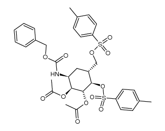 2,3-di-O-acetyl-N-benzyloxycarbonyl-4,6-di-O-(p-tolylsulfonyl)-5a-carba-D-glucopyranosylamine结构式