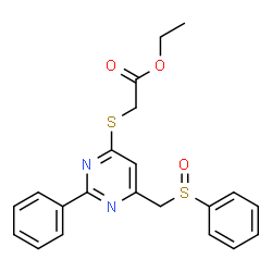 ETHYL 2-((2-PHENYL-6-[(PHENYLSULFINYL)METHYL]-4-PYRIMIDINYL)SULFANYL)ACETATE structure