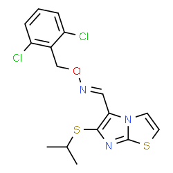 6-(ISOPROPYLSULFANYL)IMIDAZO[2,1-B][1,3]THIAZOLE-5-CARBALDEHYDE O-(2,6-DICHLOROBENZYL)OXIME结构式