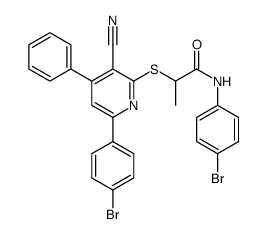 N-(4-bromophenyl)-2-[6-(4-bromophenyl)-3-cyano-4-phenylpyridin-2-yl]sulfanylpropanamide Structure