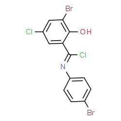 3-Bromo-N-(4-bromophenyl)-5-chloro-2-hydroxybenzenecarboximidoyl chloride结构式