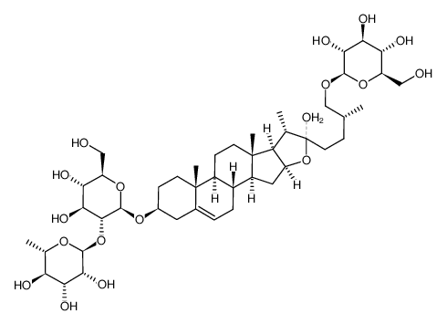 26-O-β-D-glucopyranosyl-22-hydroxyfurost-5-ene-3β,26-diol 3-O-α-L-rhamnopyranosyl(1[*]2)-β-D-glucopyranoside Structure