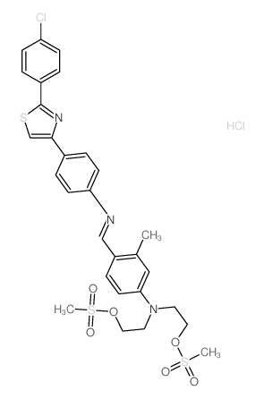 4-[[4-[2-(4-chlorophenyl)-1,3-thiazol-4-yl]phenyl]iminomethyl]-3-methyl-N,N-bis(2-methylsulfonyloxyethyl)aniline结构式