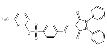 4-[(3,5-dioxo-1,2-diphenyl-pyrazolidin-4-yl)methylideneamino]-N-(4-methylpyrimidin-2-yl)benzenesulfonamide结构式