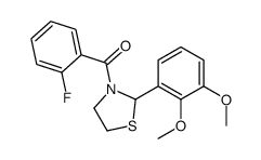 [2-(2,3-dimethoxyphenyl)-1,3-thiazolidin-3-yl]-(2-fluorophenyl)methanone结构式