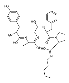 (2S)-1-[(2S)-2-[[2-[[(2R)-2-[[(2S)-2-amino-3-(4-hydroxyphenyl)propanoyl]amino]propanoyl]amino]acetyl]amino]-3-phenylpropanoyl]-N-pentylpyrrolidine-2-carboxamide Structure