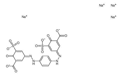 tetrasodium,(3E)-3-[[4-[(2Z)-2-(3-carboxylato-4-oxo-5-sulfonatocyclohexa-2,5-dien-1-ylidene)hydrazinyl]phenyl]hydrazinylidene]-6-oxo-5-sulfonatocyclohexa-1,4-diene-1-carboxylate Structure