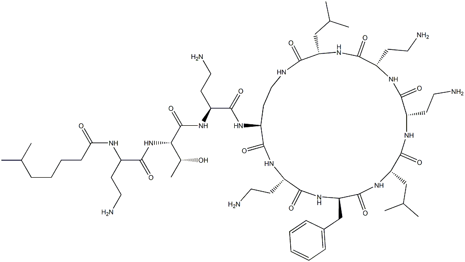 N2-(6-Methylheptanoyl-L-A2bu-L-Thr-L-A2bu-)cyclo(L-A2bu*-L-A2bu-D-Phe-L-Leu-L-A2bu-L-A2bu-L-Leu-) Structure